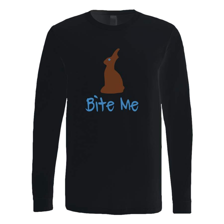 Bite Me Easter Bunny Funny Easter Chocolate Bunny Long Sleeve T-Shirt