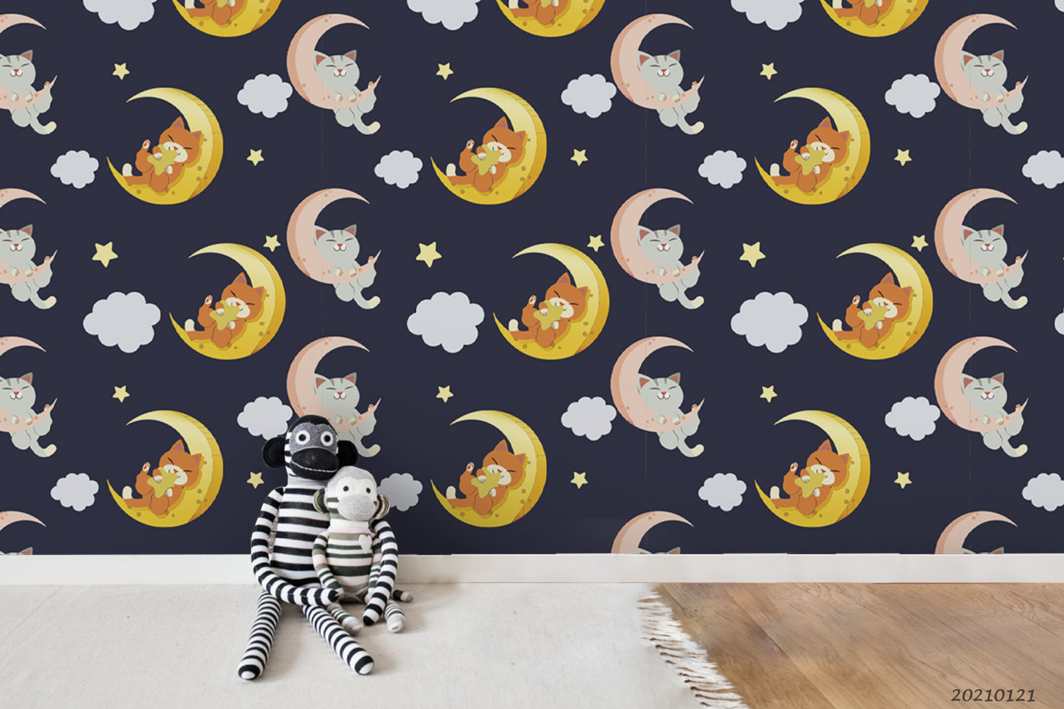 3D Cartoon Animal Moon Cloud Wall Mural Wallpaper Lqh 62