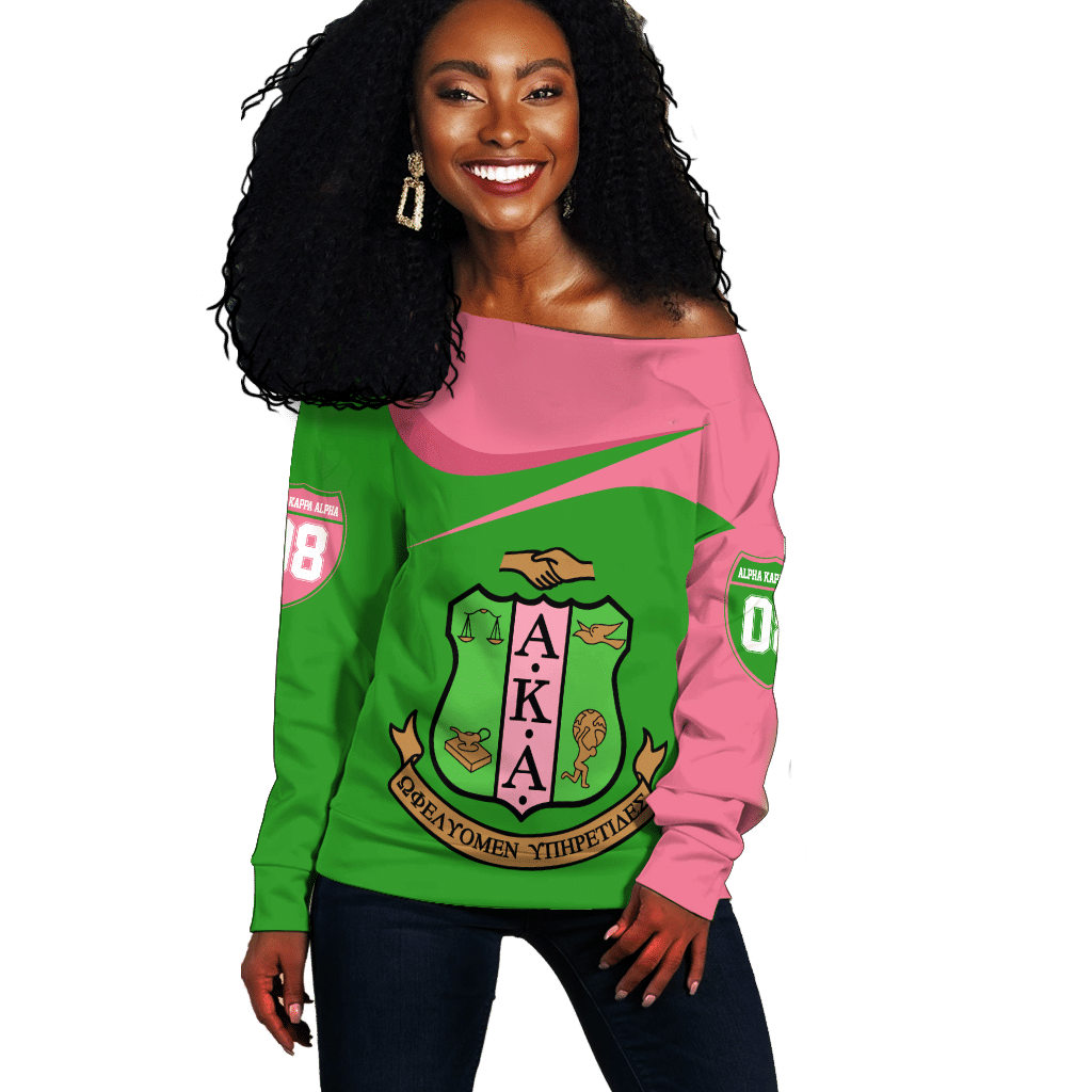 Wonder Print Shop Sweatshirt – Alpha Kappa Alpha Curve Style Offshoulder Lt10