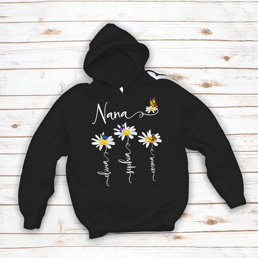 Daisy Grandma Custom Names Hoodie