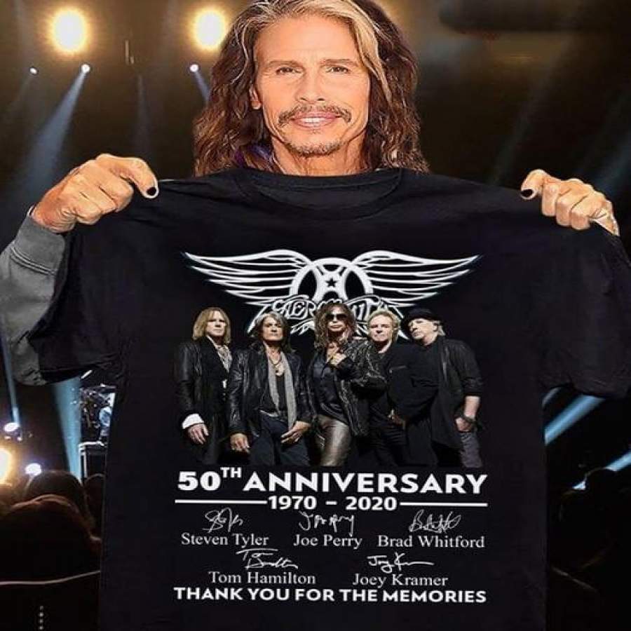 Aerosmith 50th Anniversary 1970-2020 Thank You for The Memories Signatures T-Shirt