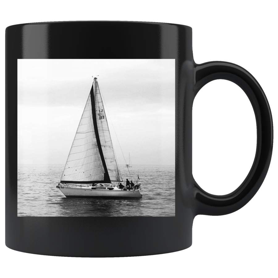 Sailboat Drinking Black Ceramic Coffee Mug Sailing Cup