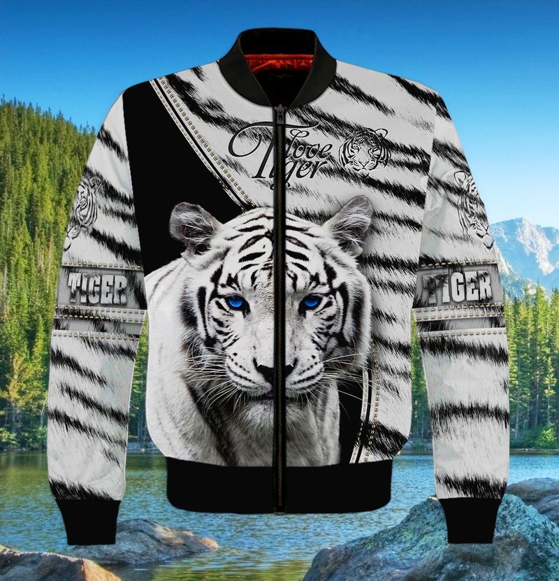 Black And White Tiger Lover 3D Full Print Bomber