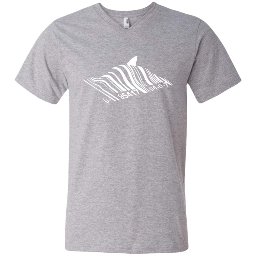 Banksy’s Shark Bar-code Men’s V-Neck T-Shirt