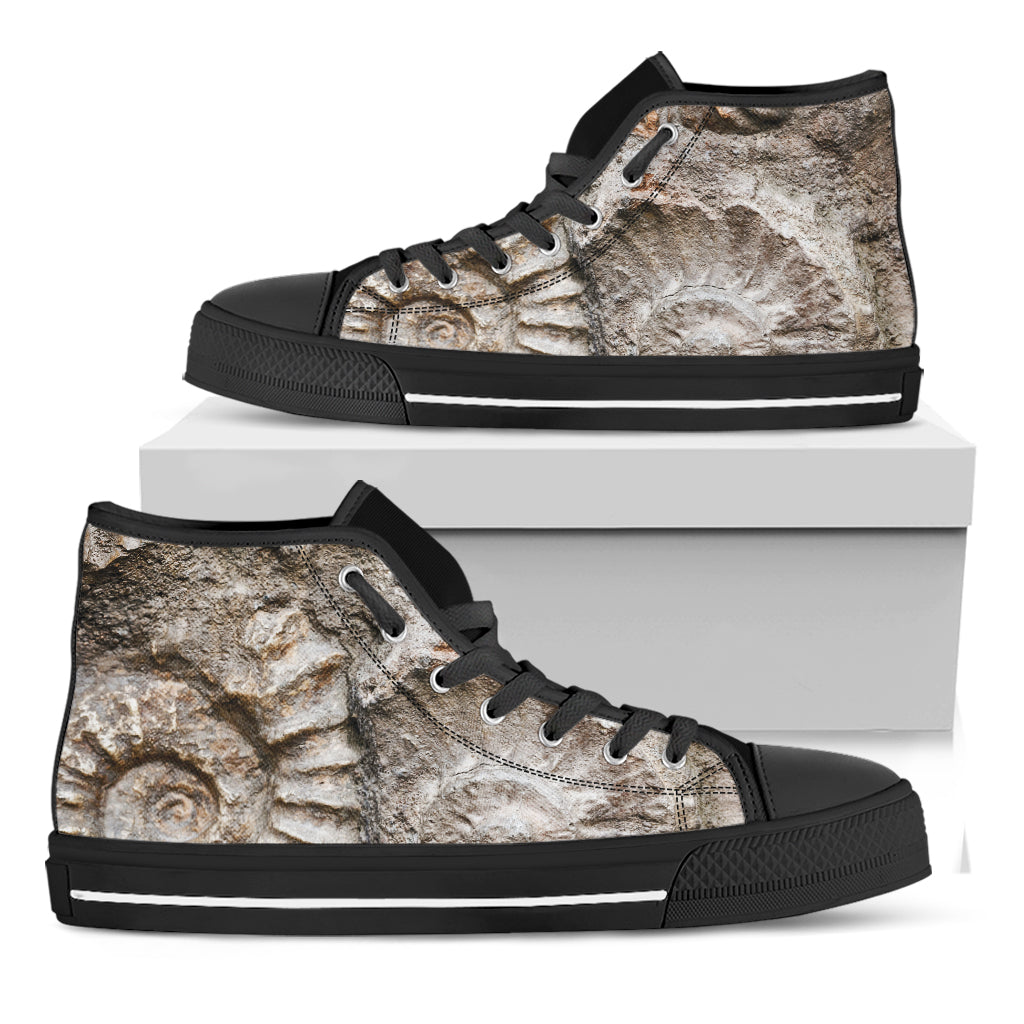 Ammonoidea Fossil Print Black High Top Shoes