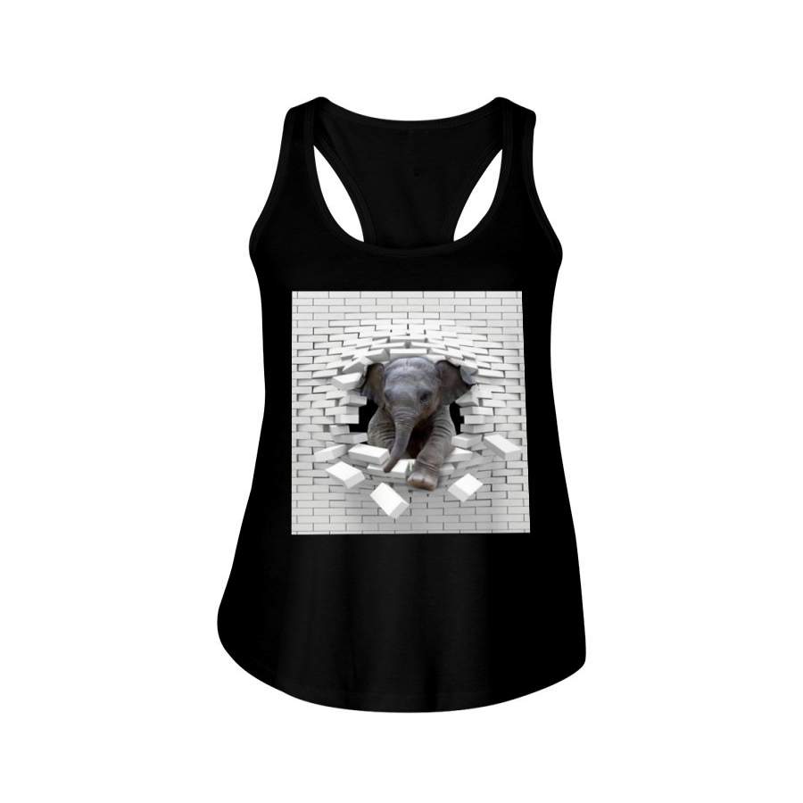 Elephants Break The Brick Wall For Elephant Lovers Ladies Flowy Tank