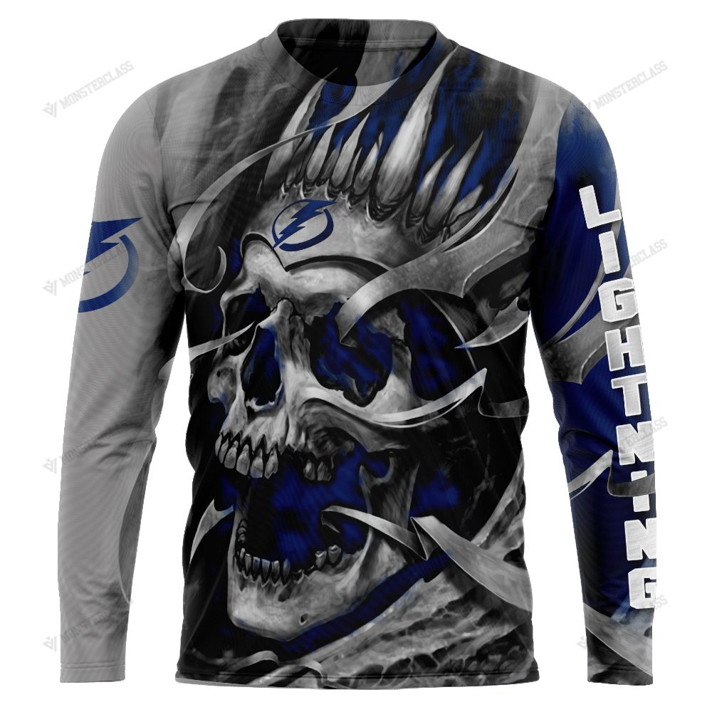 Tampa Bay Lightning Custom Name Number Smoke Skull Gift For Fan 3D Full Printing Sweatshirt