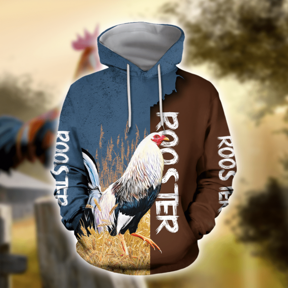 Animal Gifts Rooster Gifts White Rooster Blue Brown Us Unisex Size Hoodie