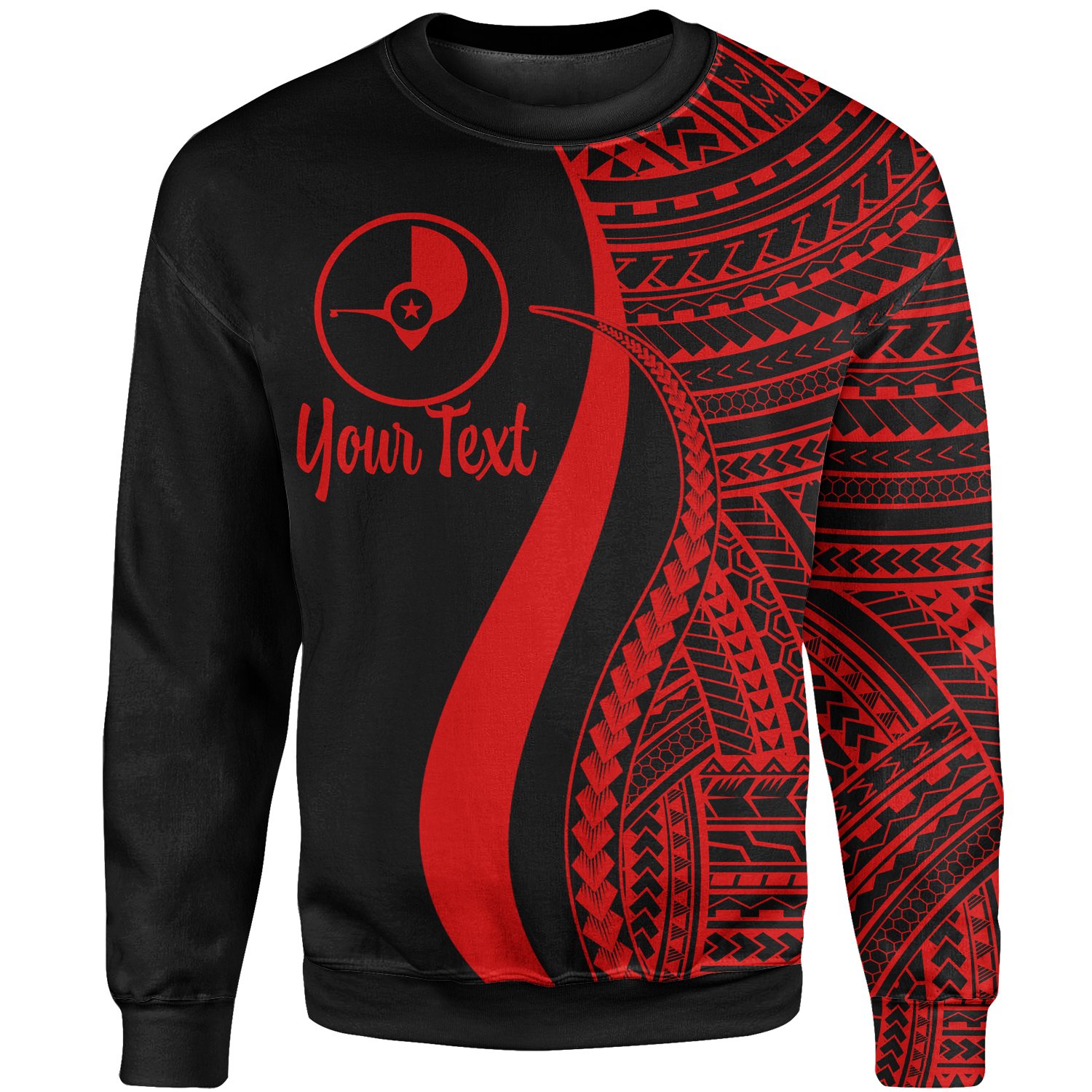 Yap Custom Personalised Sweatshirt – Red Polynesian Tentacle Tribal Pattern – BN11