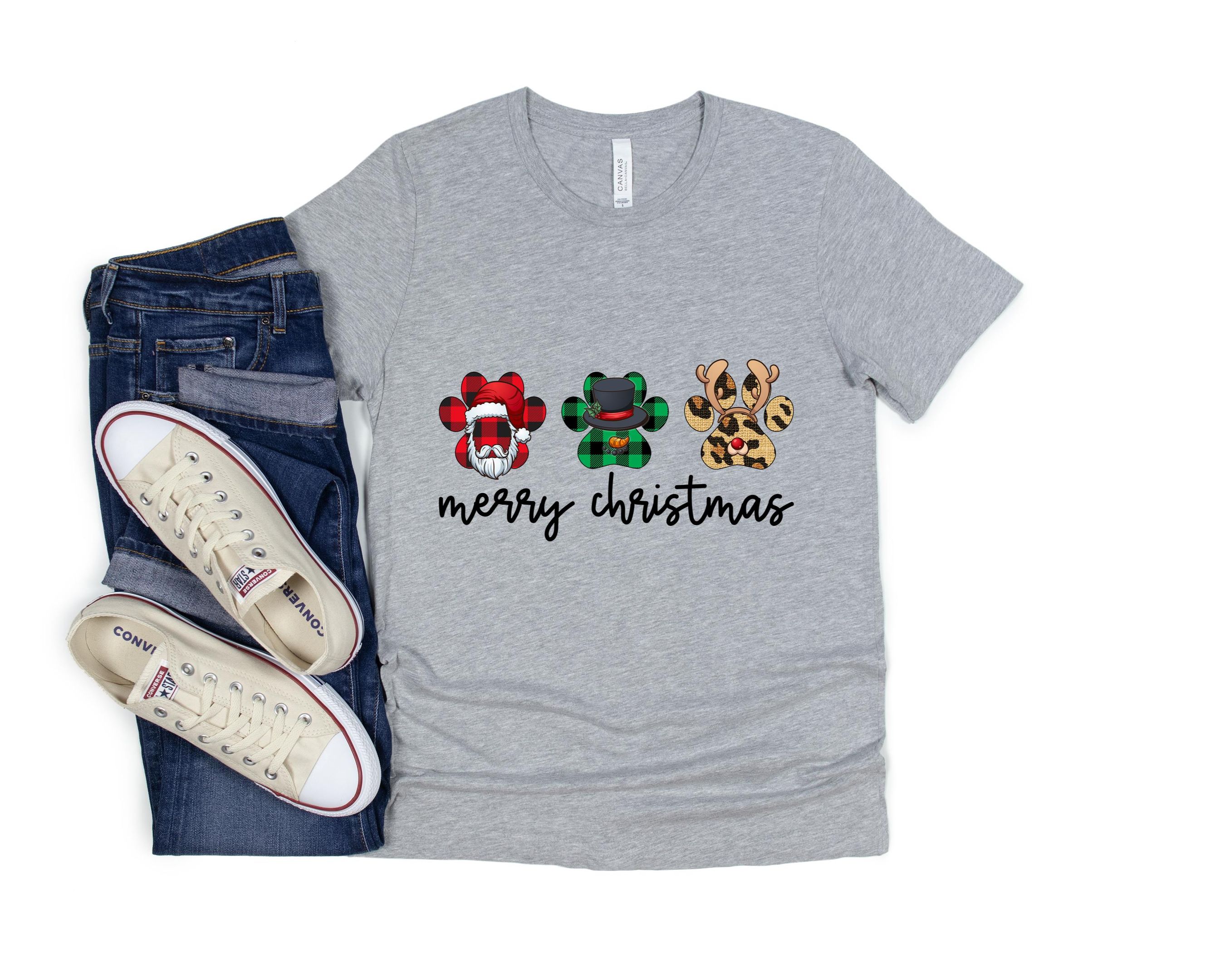Dog Print Christmas Shirt, Dog Lover Shirt, Santa Claus Shirt, Merry Christmas Shirt,  Christmas Funny Shirt, Merry Christmas Wishes, Jingle Bells