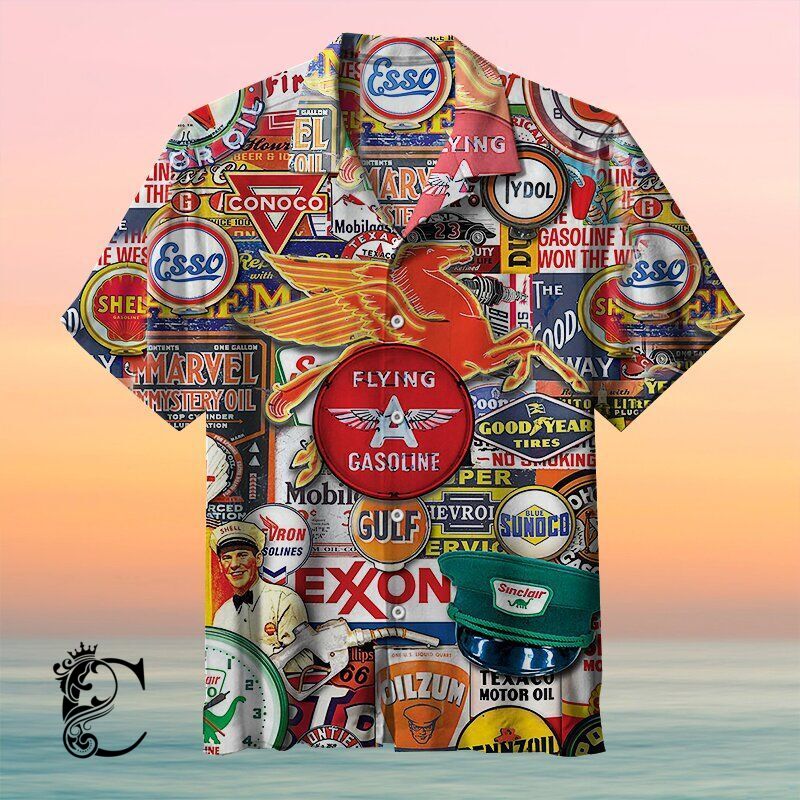 Amazing Nostalgic Retro Gasoline Label Hawaiian Shirt