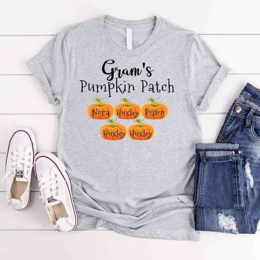 Personalized Gram’s Pumpkin Patch Grandkids’ Name Shirt