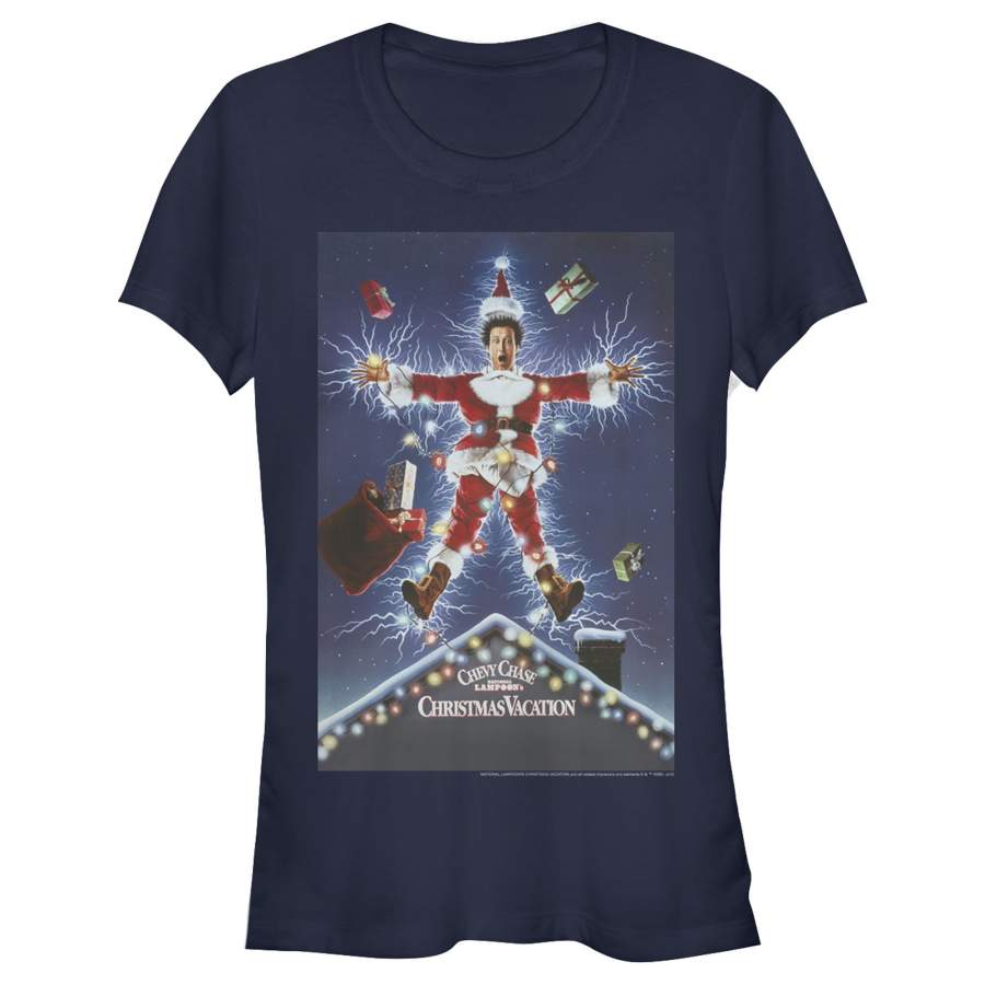 National Lampoon’s Christmas Vacation Junior’s Electrified Poster  T Shirt