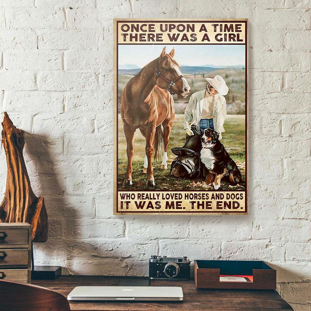 Canvas Prints Once Upon A Time There Was A Girl Loved Dogs And Horses Cowgirl Vertical Canvas Wall Art Delightful Canvas Home Decoration