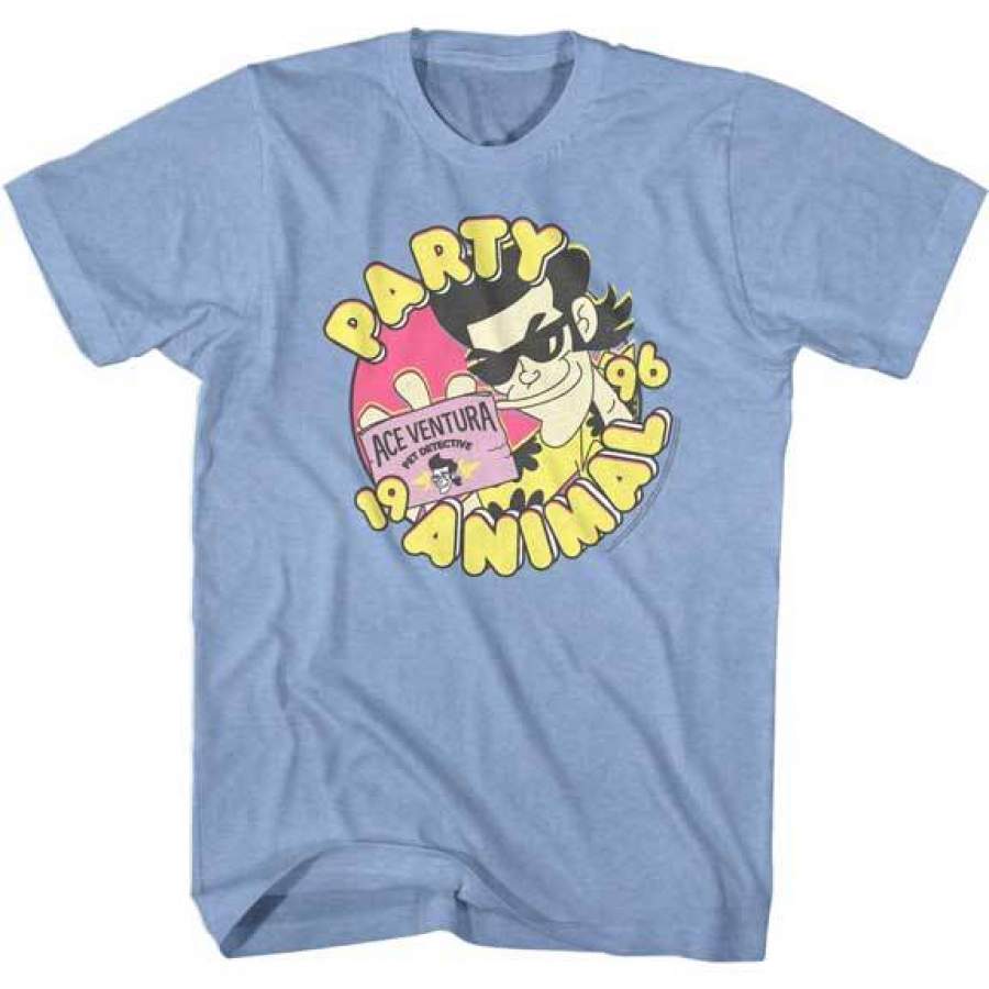 ACE VENTURA-PARTY ANIMAL-LIGHT BLUE HEATHER ADULT S/S TSHIRT