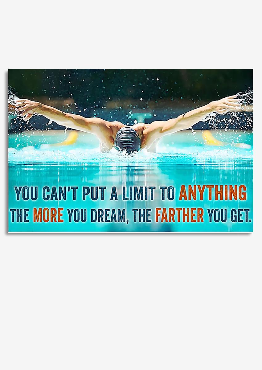 Swimming The More You Dream The Farther You Get Inspiration Quote Poster For Home Decor