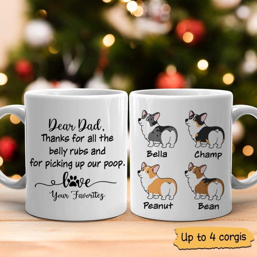 Dear Dad Picking Up Poop Corgi Dogs Personalized Coffee Mug