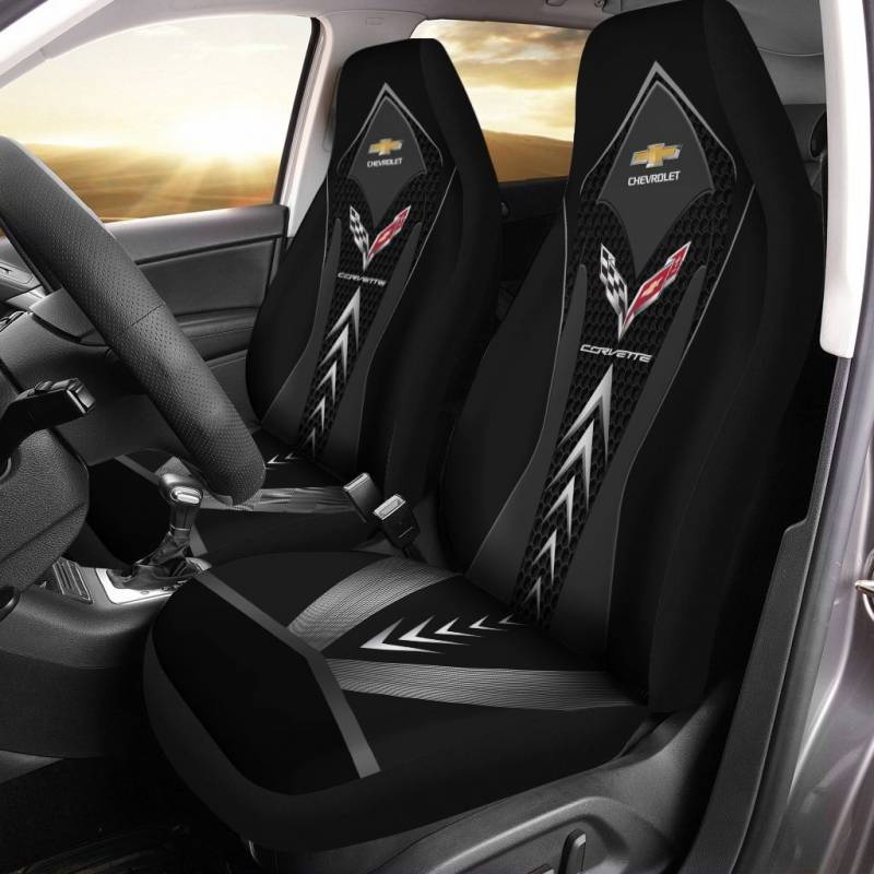 Chevrolet Corvette NTA Car Seat Cover (Set of 2) Ver 3 (Black)