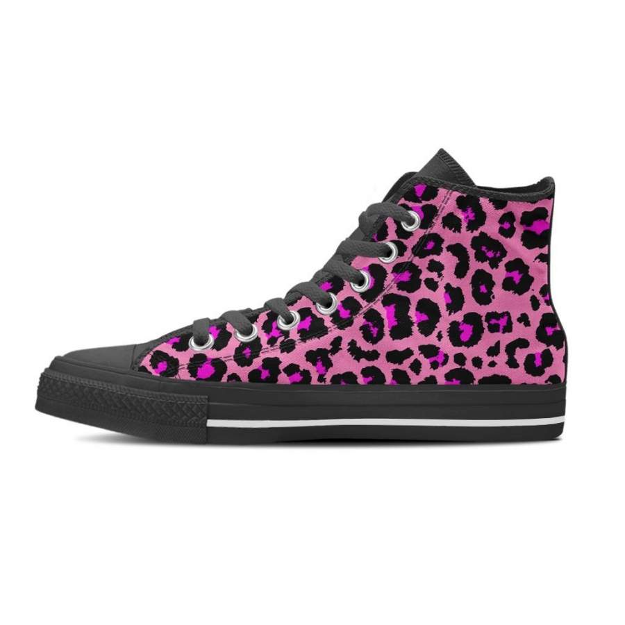 Pink Cheetah Leopard Men’s High Top Shoes