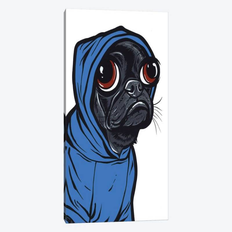 Black Pug Hoodie - Canvas Print