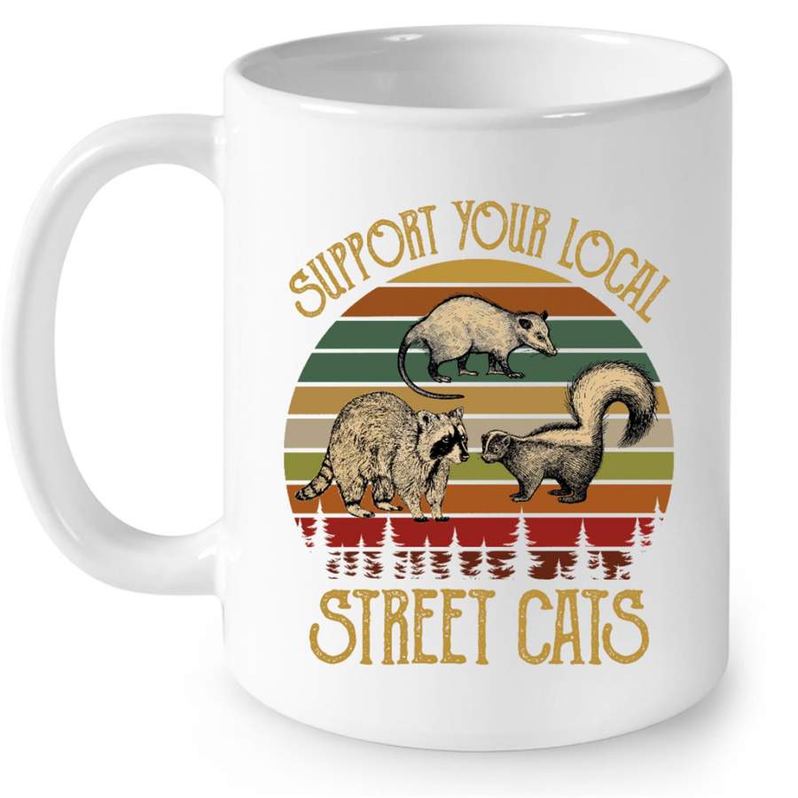 Support Your Local Street Cats, Classic Vintage B – Full-Wrap Coffee White Mug