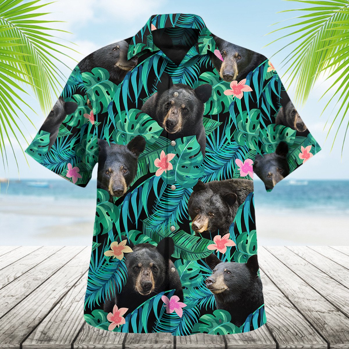 Black Bear Tropical Hawaii Shirt