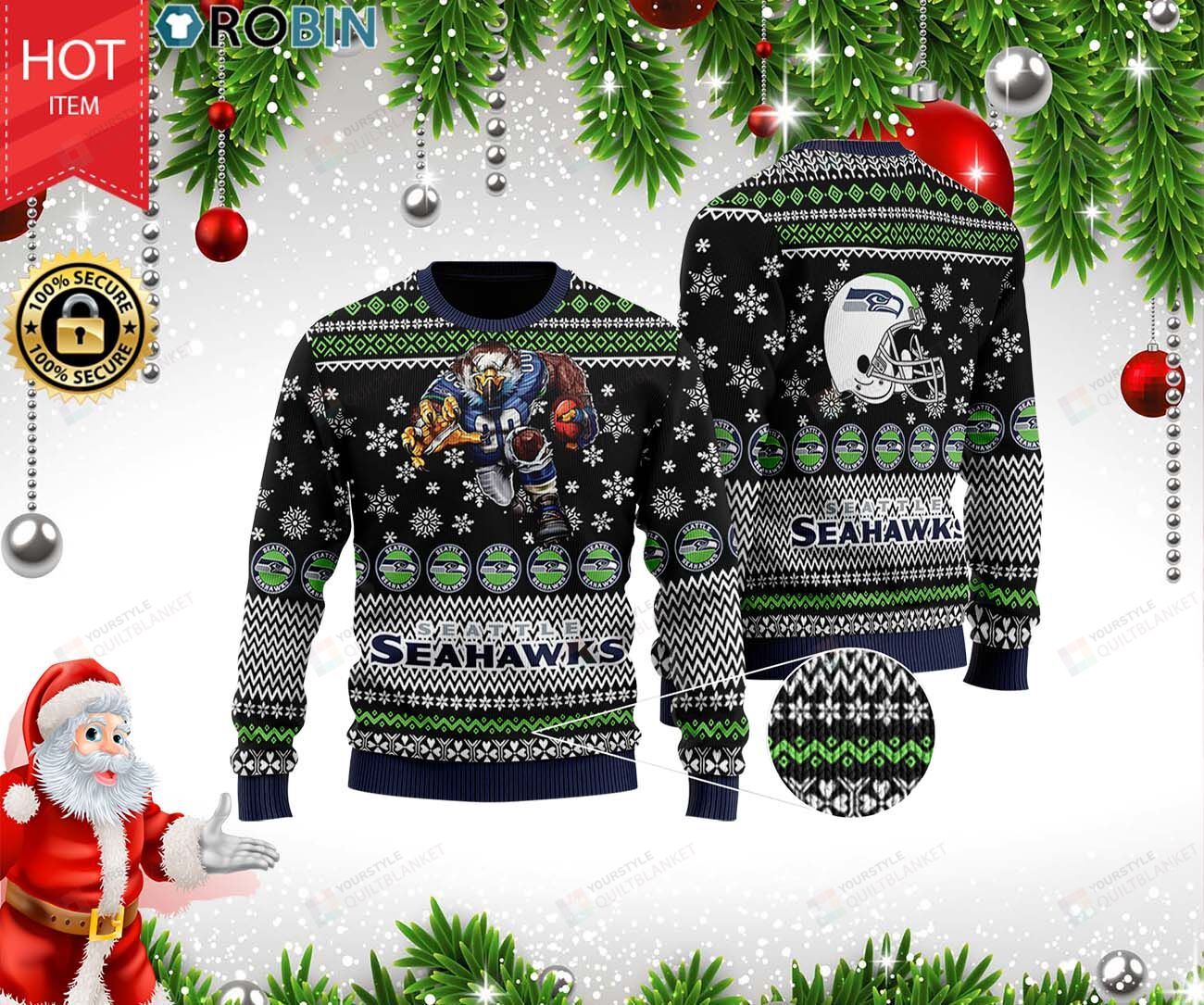 Seattle Seahawks Ugly Christmas Sweater, All Over Print Sweatshirt