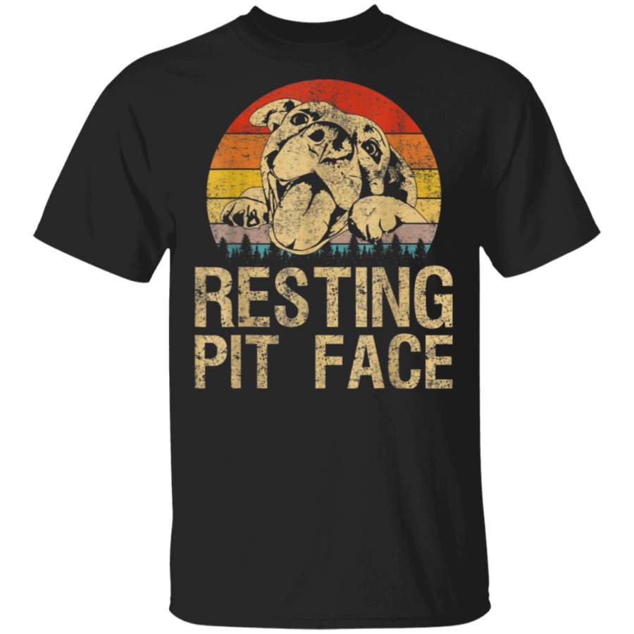 Vintage Pitbull Resting Pit Face – Funny Pitbull Lovers G500 Gildan 5.3 oz. T-Shirt