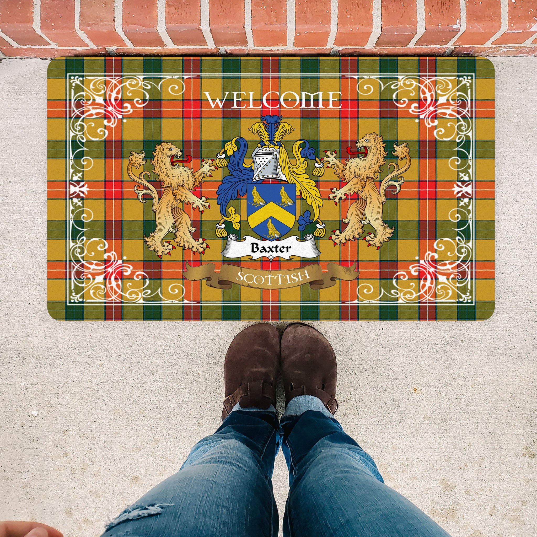 Scotstee Shop Tartan Door Mat The Family Baxter New Scottish Plaid Doormat, Welcome Mat, Christmas Door Mat