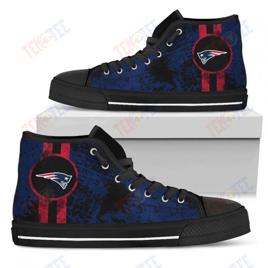 Mens Womens New England Patriots High Top Shoes V1 Triple Stripe Bar Dynamictop Quality TMT629