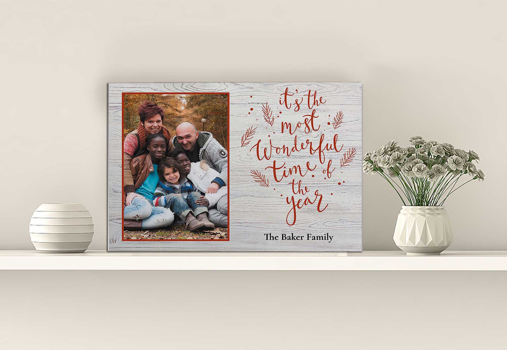 ViticStore™ Most Wonderful Time, Customize Family Picture&Name – Christmas canvas for decor, family gift, home decor, christmas gift