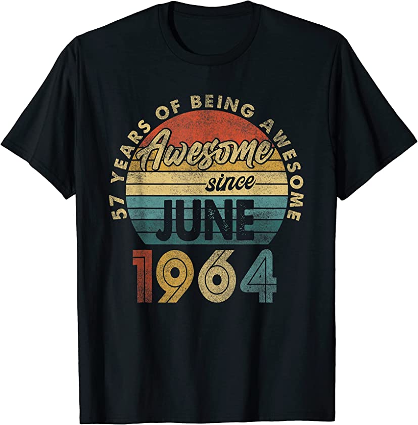 57 Year Old Retro June 1964 Vintage 57th Birthday Gift Men T-Shirt