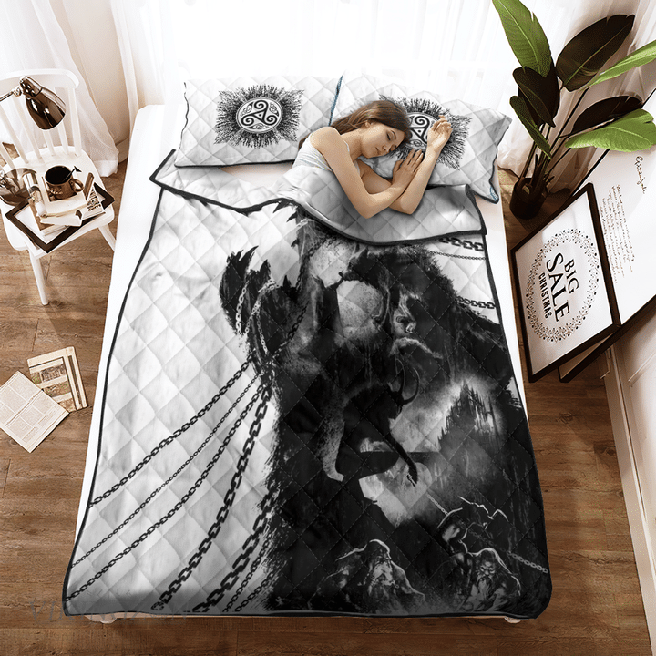 Viking Wolf tattoo of Odin Quilt Bed Set #V - TattoosCafe