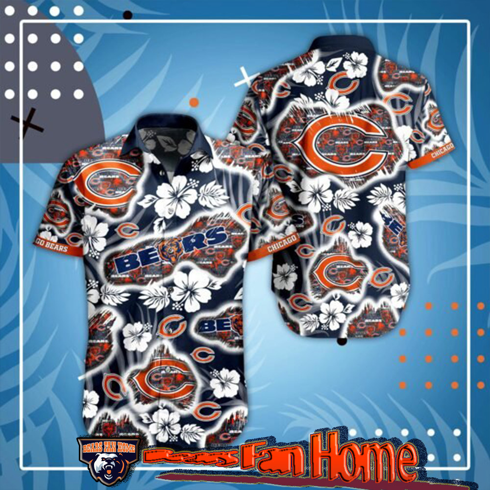 Nfl Chicago Bears Hawaiian Shirts Short Sleeve Flower 3D Graphics