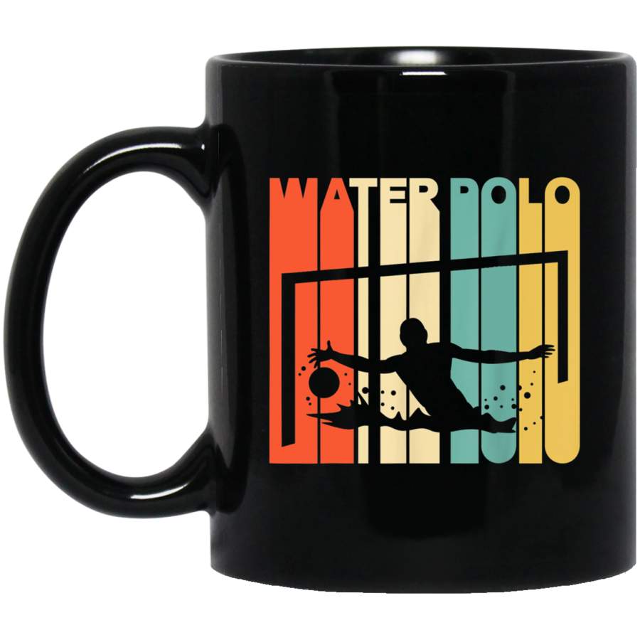 Vintage Style Water Polo Silhouette Black Mug