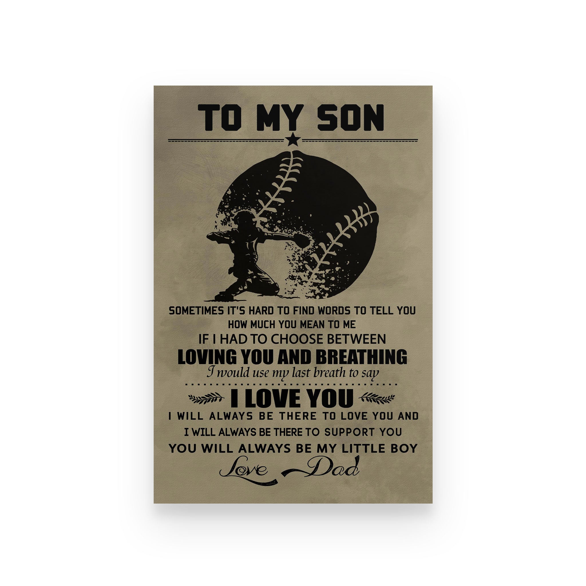 baseball poster dad to son i love you