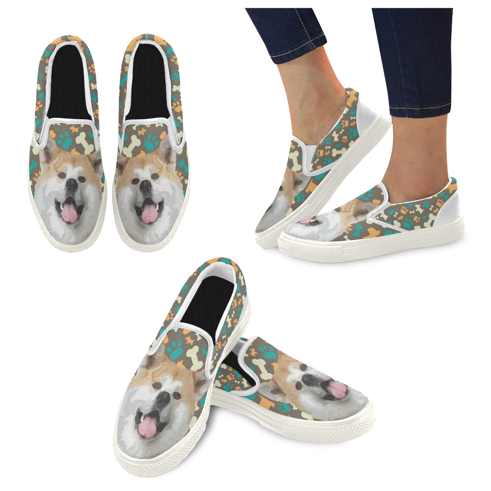 Akita White Women’s Slip-on Canvas Shoes