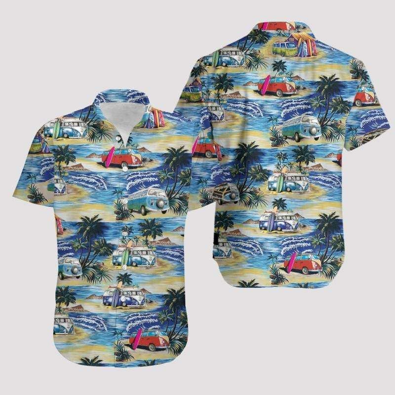 Buy Camper Van On The Beach Hawaii Aloha Shirts Ha95358