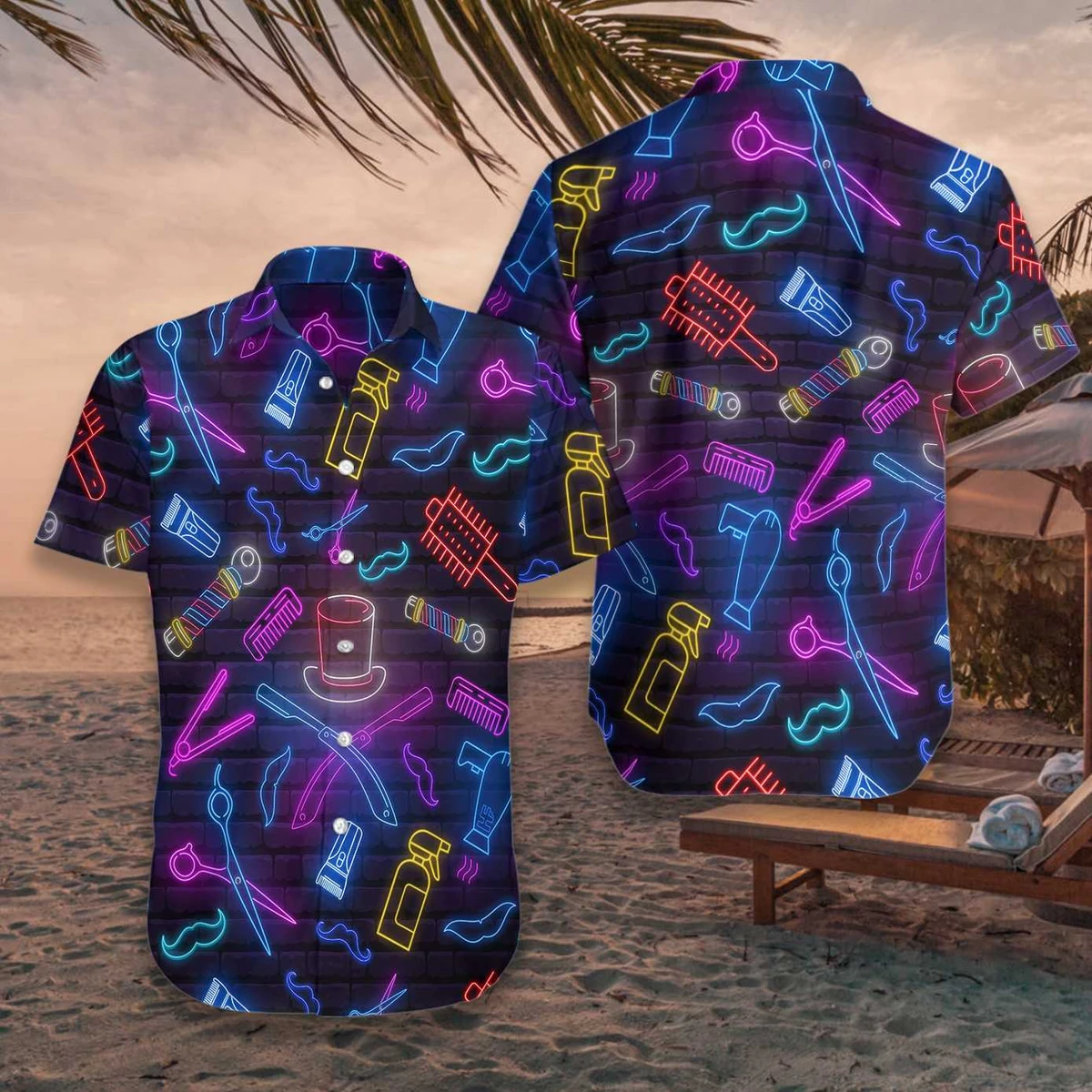 Barber Shop Neon Hawaiian Shirt | Unisex | Adult | Hw6331