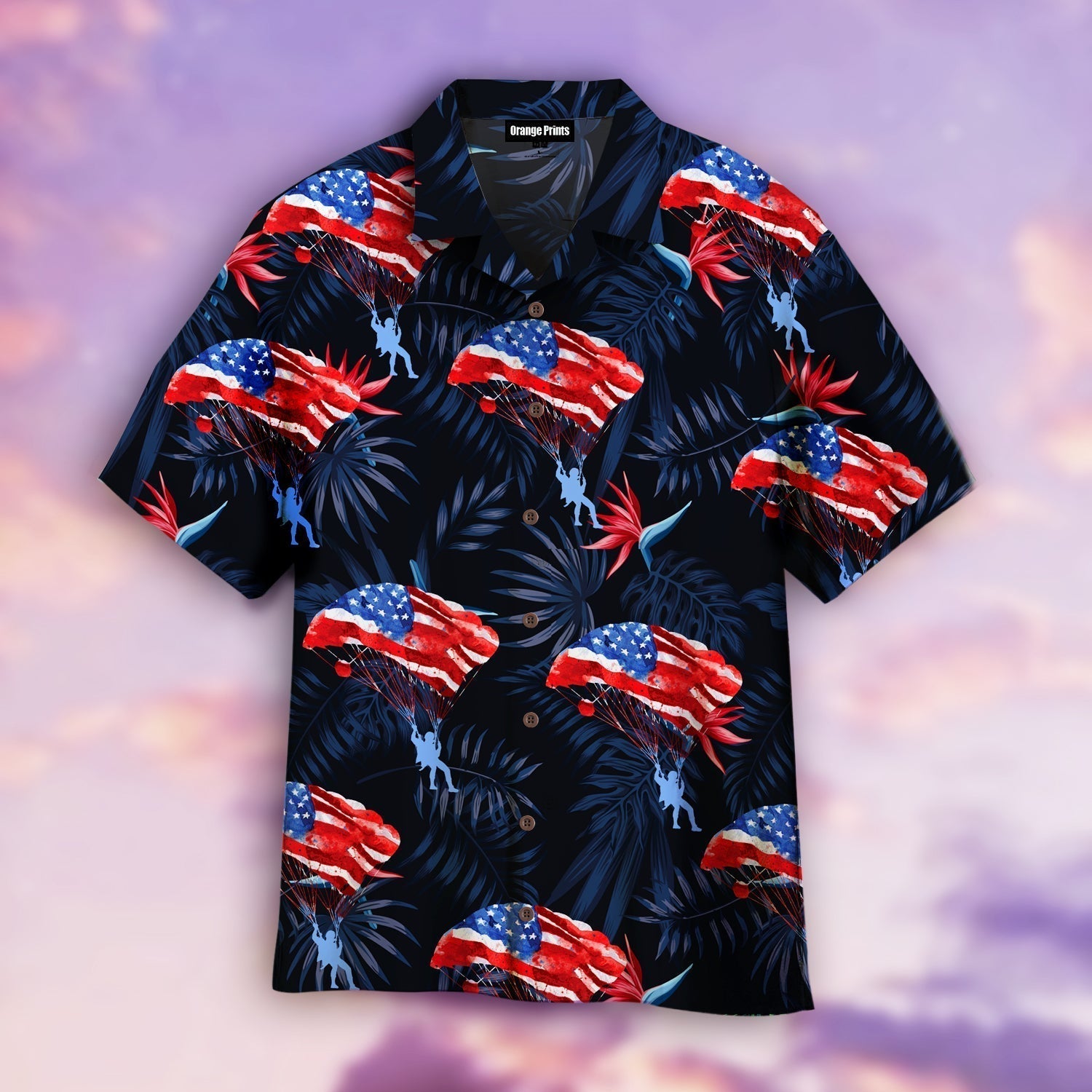 America Flag Skydiving Floral Hawaii Shirt For Men Women Ha96143