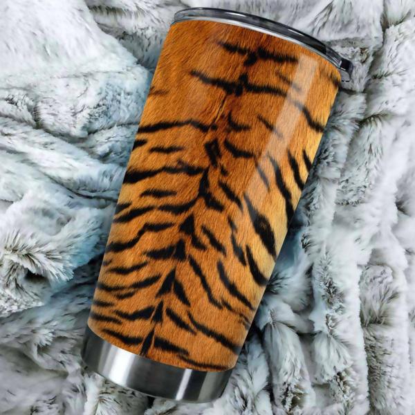 Tiger Skin Tiger Pattern Stainless Steel Skinny Tumbler Bulk, Double Wall Vacuum Slim Water Tumbler Cup With Lid, Reusable Metal Travel Coffee Mug