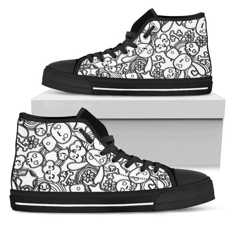 Black & White Kawaii Goth Bunny High Top Sneaker, Gift For Adult, Gift For Birthday