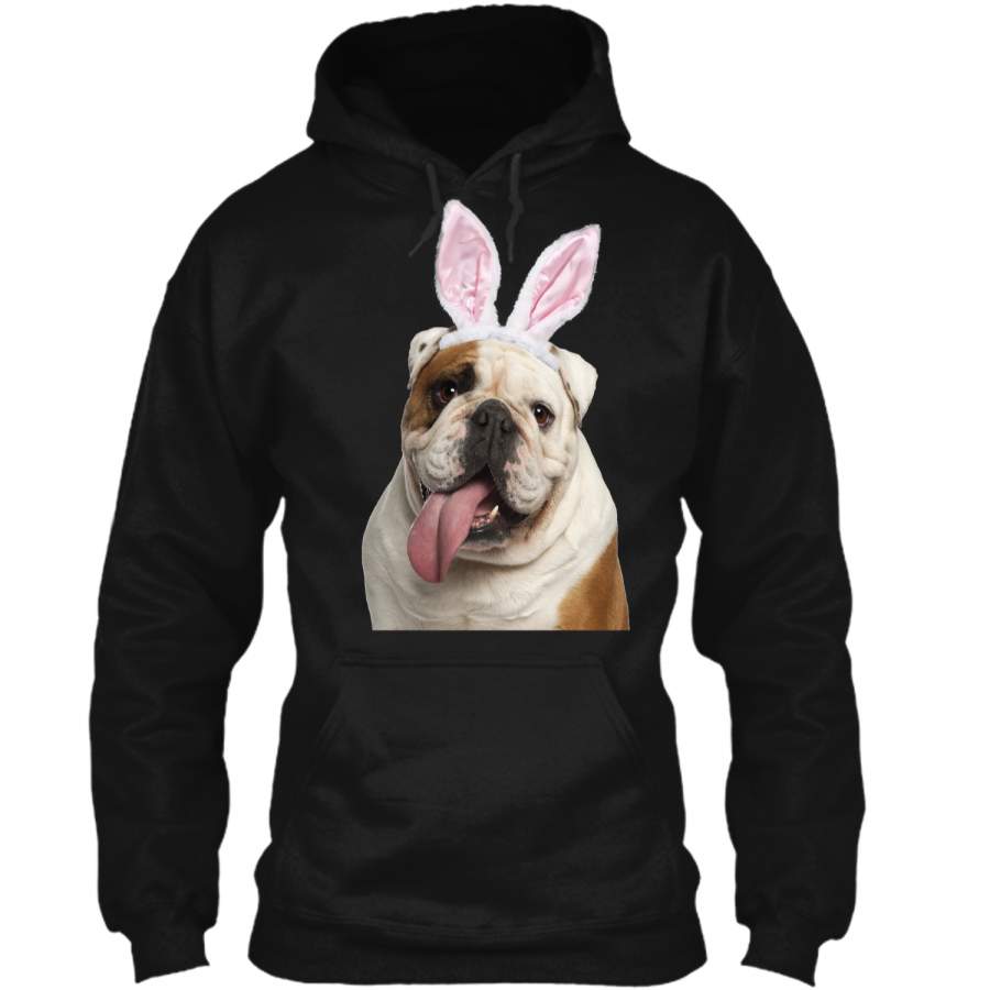 Bulldog Wearing Easter Bunny Ears Dog T-Shirt Pullover Hoodie 8 oz