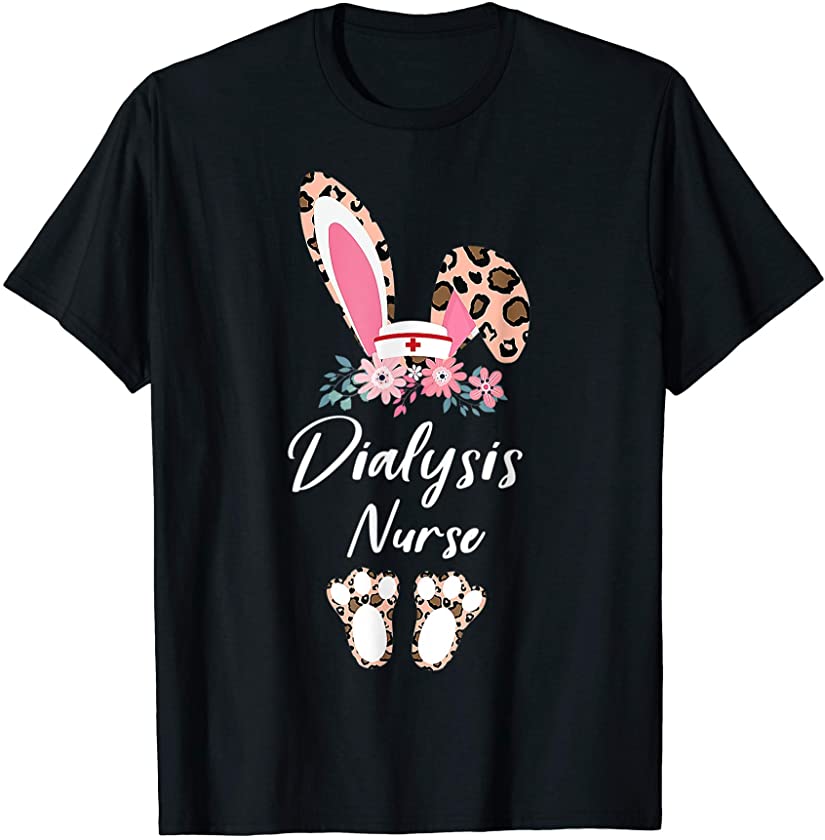 Bunny Tshirt With Leopard Glasses Dialysis Nurse Tee T-Shirt