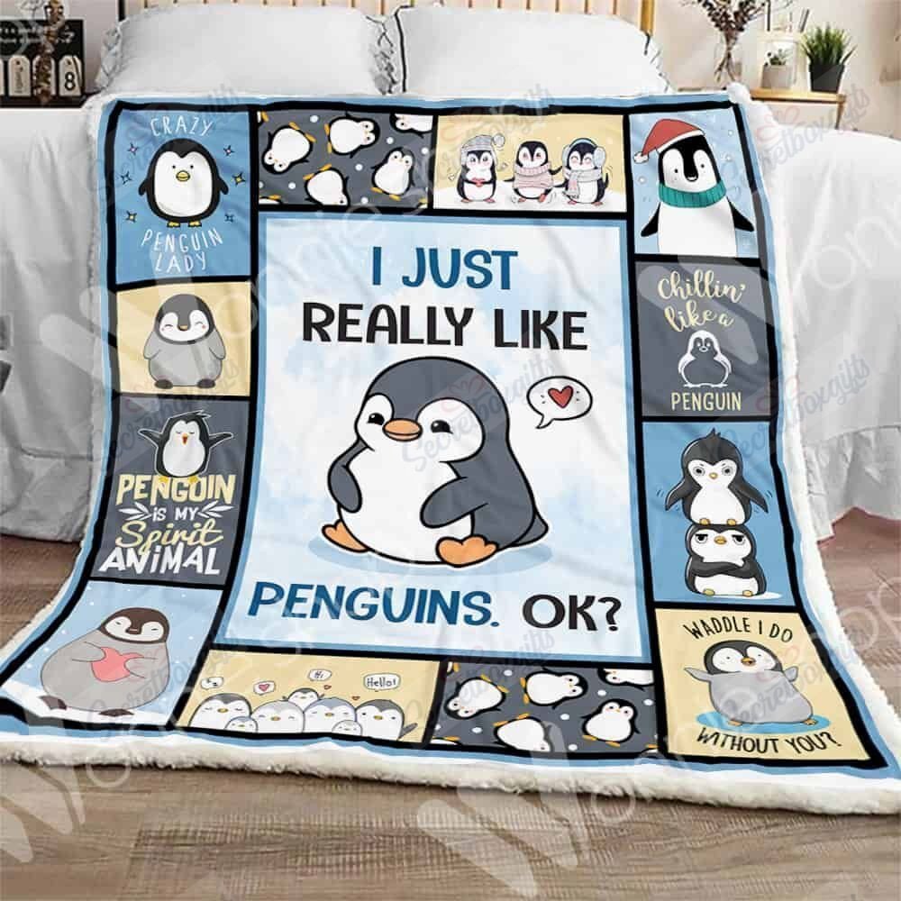 Penguin I Just Really Like Penguins Gs-Cl-Nt2612 Fleece Blanket