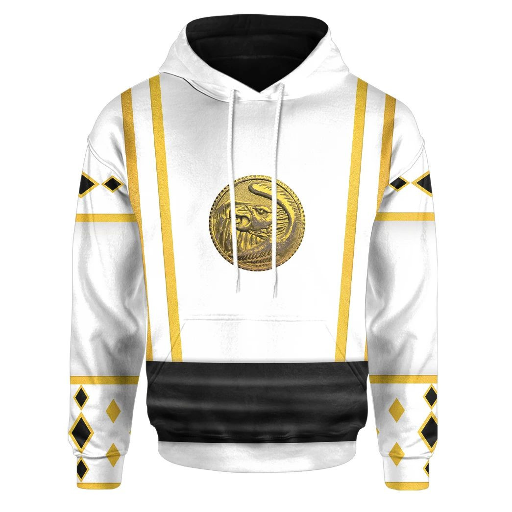 3D Mighty Morphin Power Ranger Ninja Rangers White Falcon Custom Hoodie ...