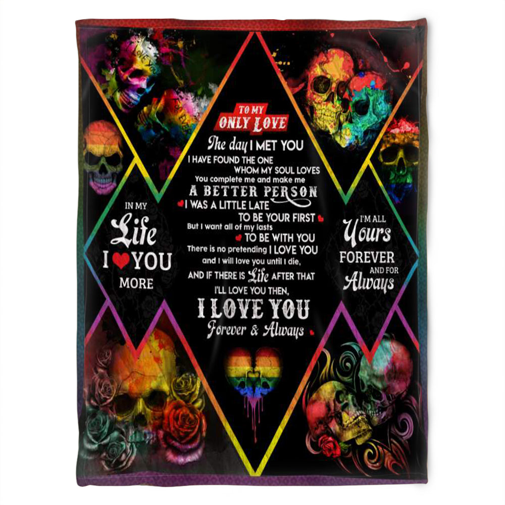 To My Only Love Pride Blanket, Halloween Lgbt, Soft Blanket Skull For Gay Man