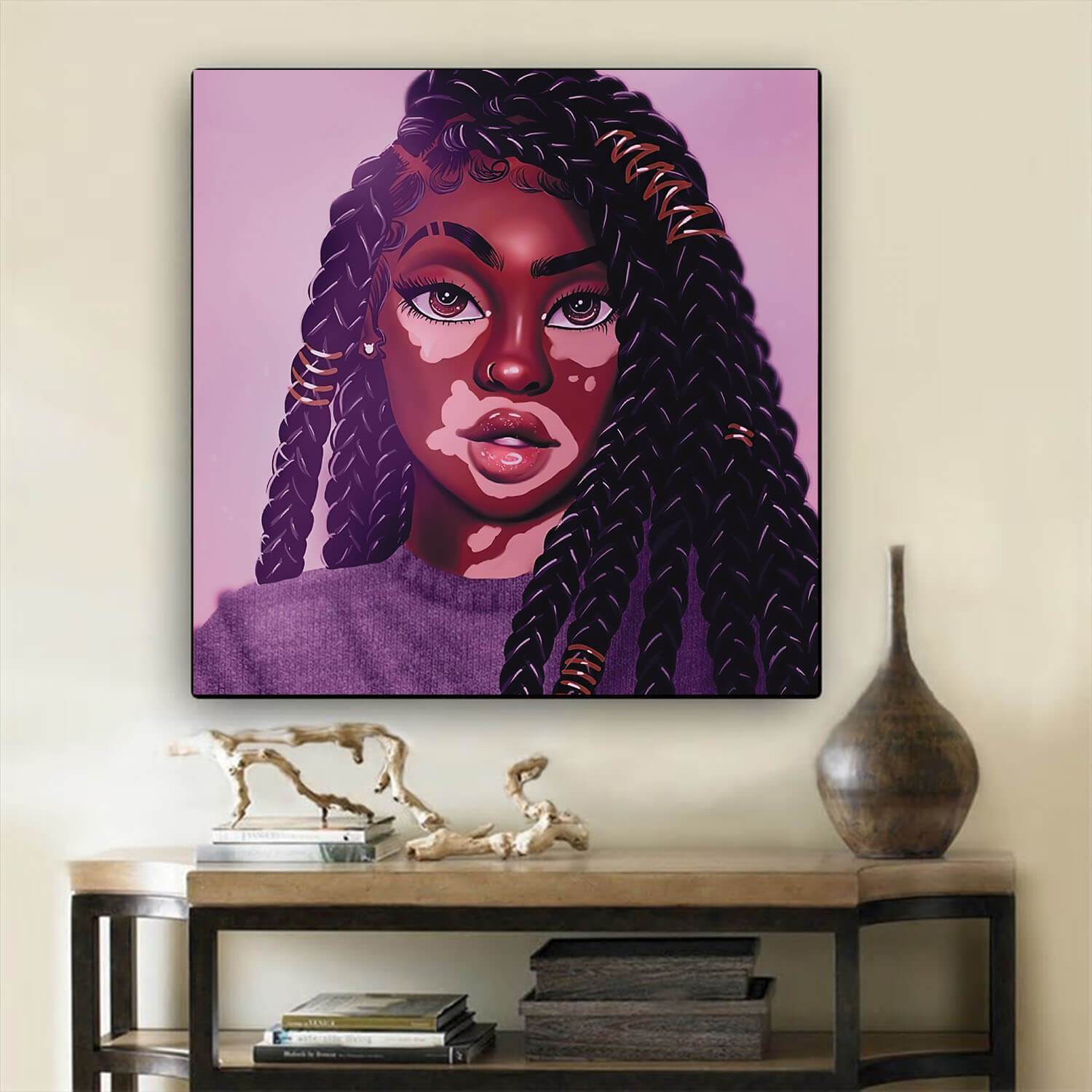 Black History Art Beautiful African American Woman African American Artwork On Canvas Afrocentric Home Decor Ideas BPS26202