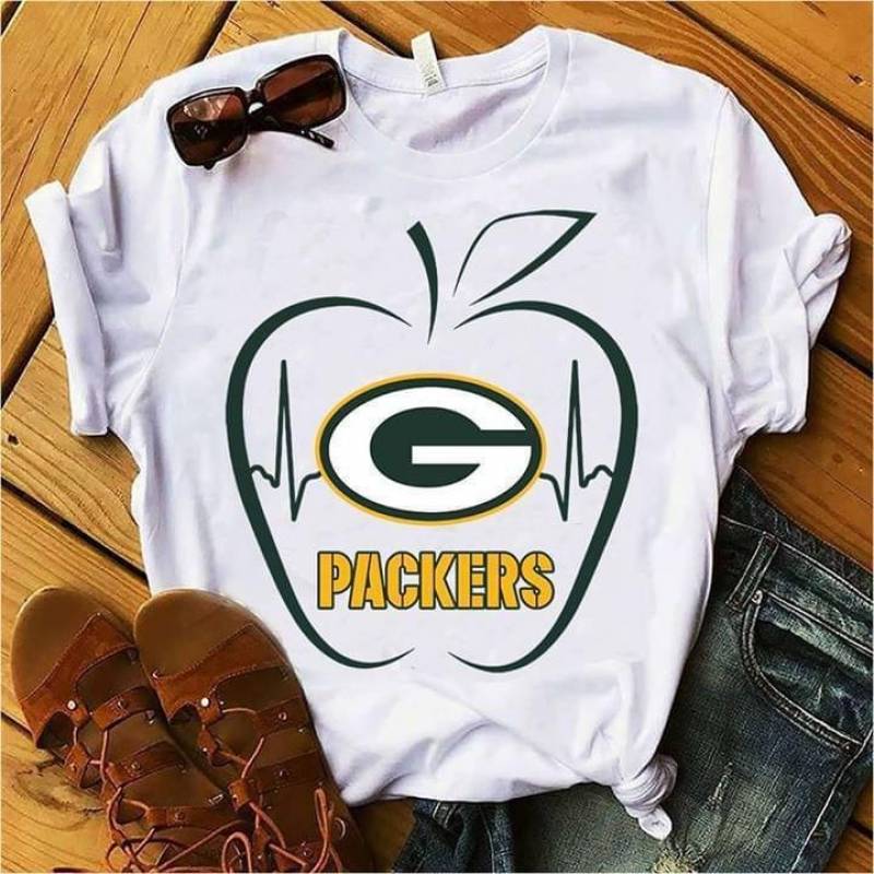 Green Bay Packers Heartbeat Teacher Apple T Shirt