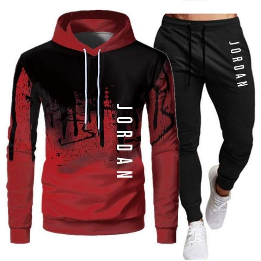 White Black Men Hoodies Set Fashion Tracksuit Sports – Fitjiva Art Store